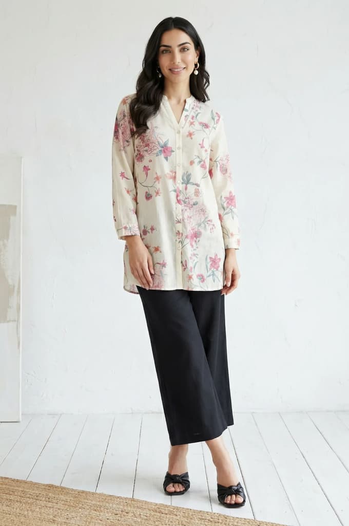 Black Solid Wide Leg Ankle Length Pants — photo 4