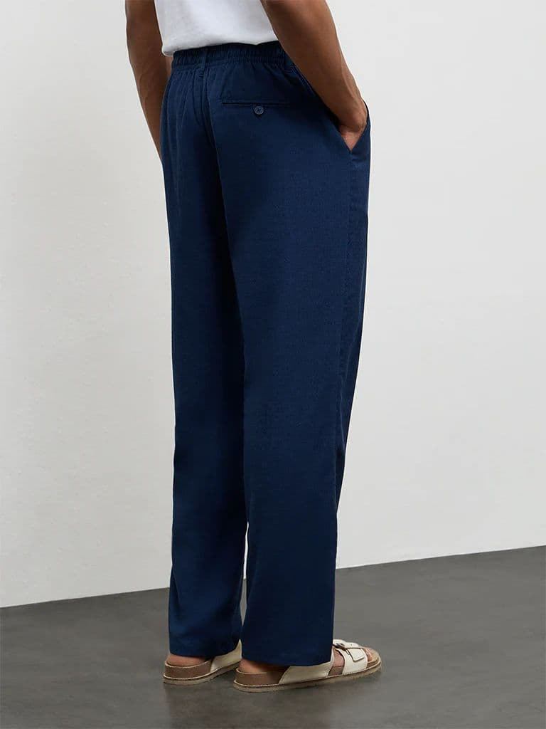 ETA Dark Blue Relaxed-Fit Mid-Rise Cotton-Blend Chinos — photo 5