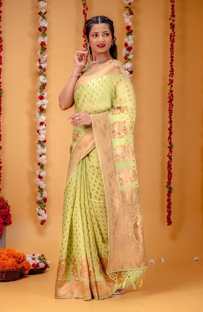 Mimosa Women's Woven Design Banarasi Style Art Silk Saree With Blouse Piece : SA00001809LRFREE — photo 4