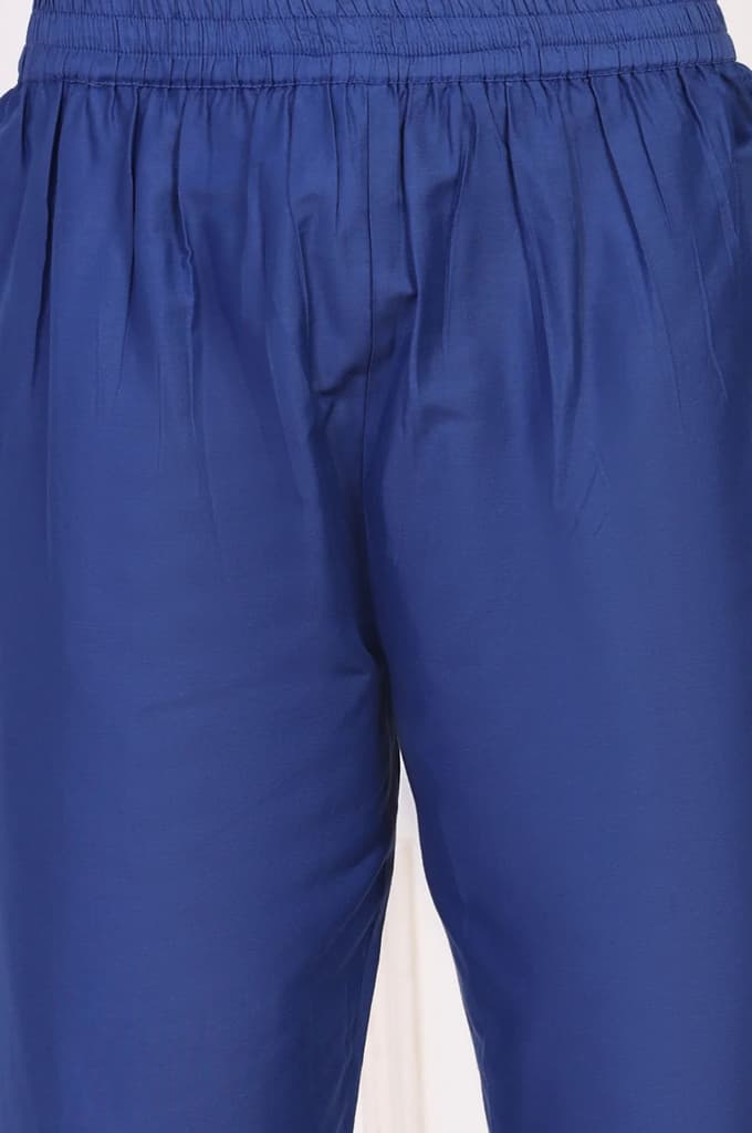 Blue Embroidered A-Line Organza Kurta with Straight Pant and Dupatta Set — photo 8