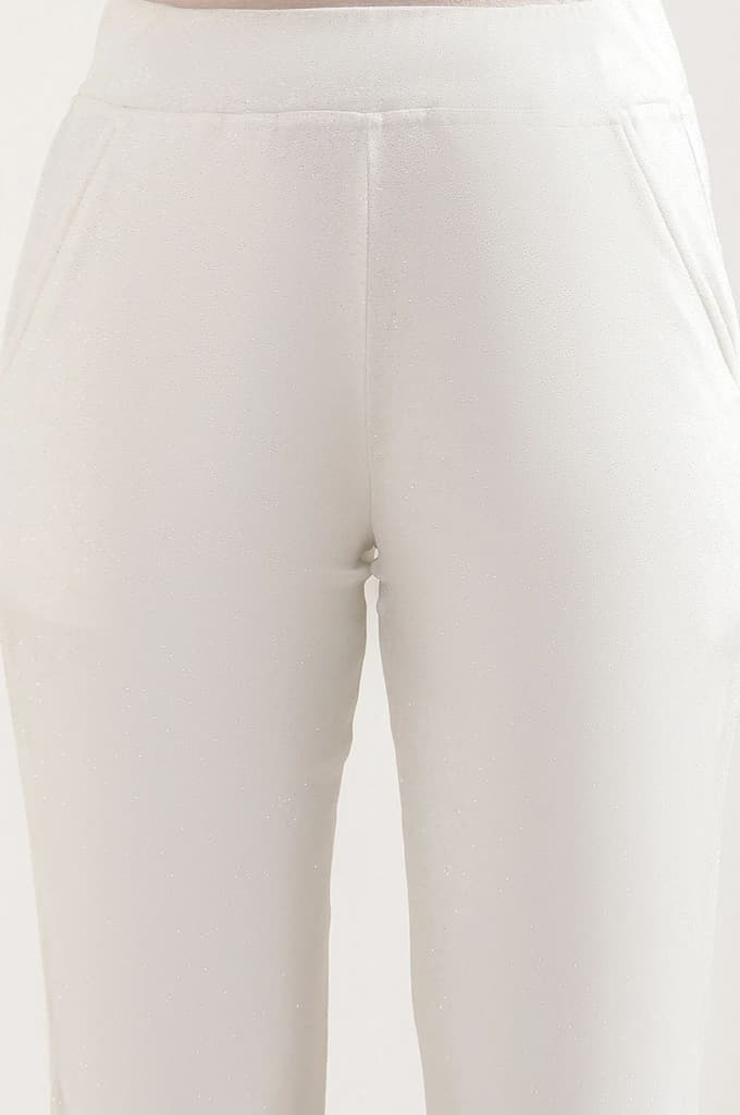 White Glitter Printed Flared Sharara With Elasticated Waist — photo 6