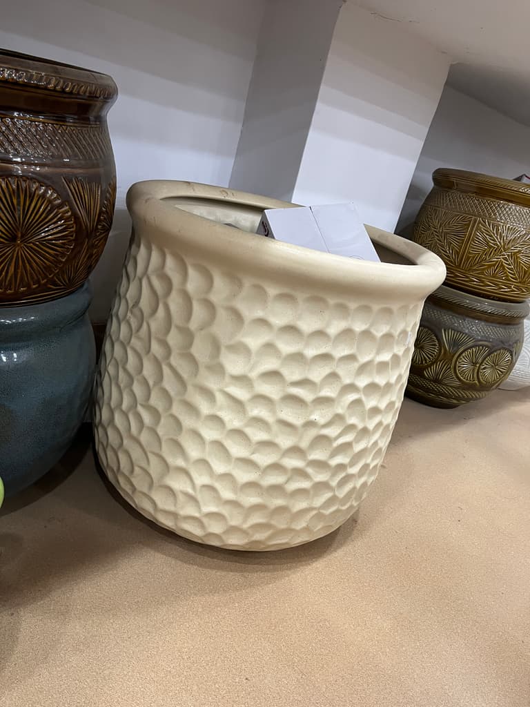 White Vase with Green Dots | Vase | Ceramic | White | Green Dots