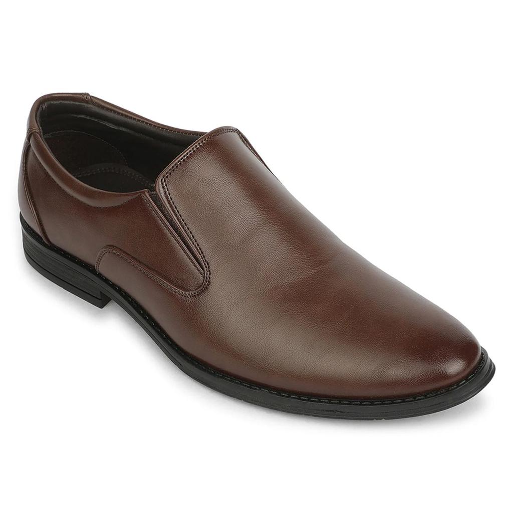Fortune HML-87E Brown Formal Non Lacing Mocassin Shoes for Men — 6/40 / Brown