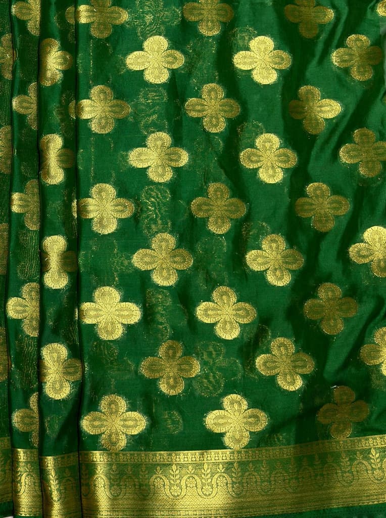 MIMOSA Women's Woven Design Mysore Silk Style Crepe Saree with Blouse Piece - Green ( SA00003122GRNFREE ) — photo 6