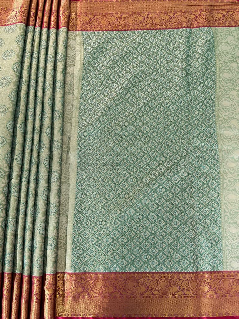 MIMOSA Women's Woven Design Kanjivaram Style Art Silk Saree with Blouse Piece - Rama (SA00002446RMFREE) — photo 7