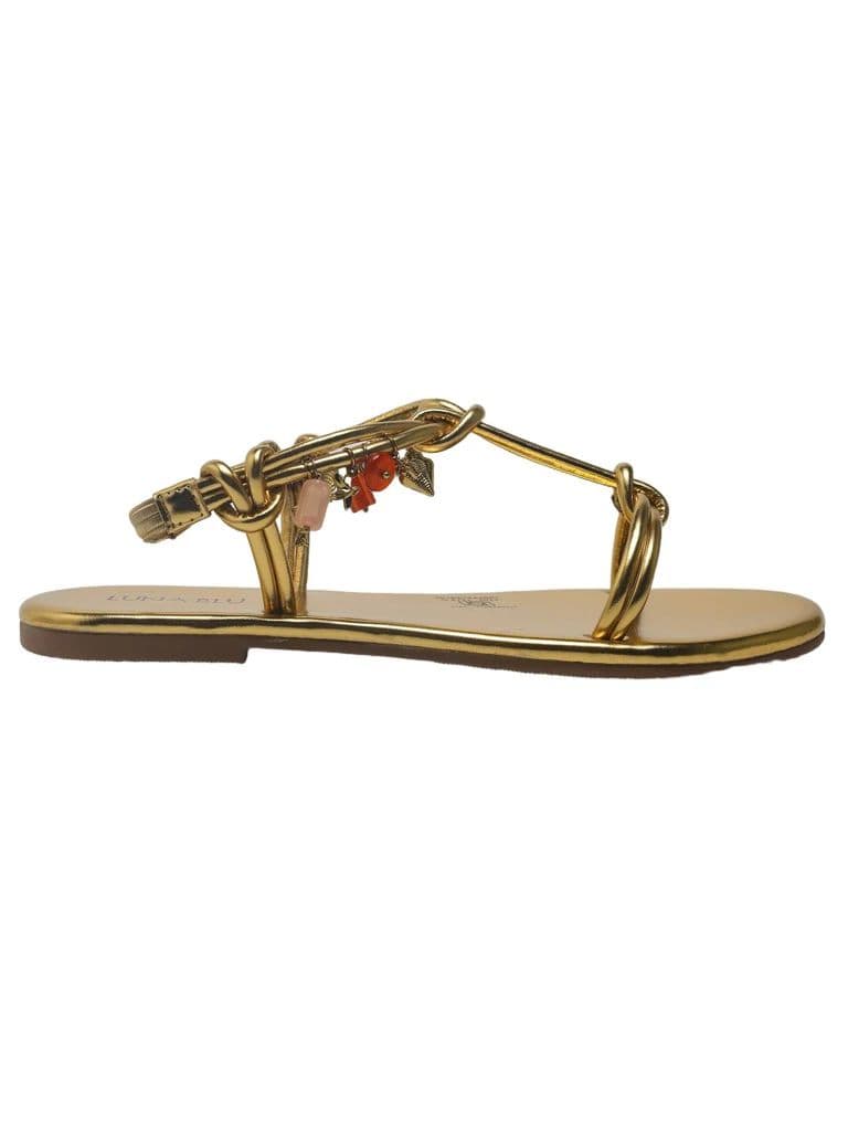 LUNA BLU Gold Multi Charm Metallic Slingback Sandals — photo 2