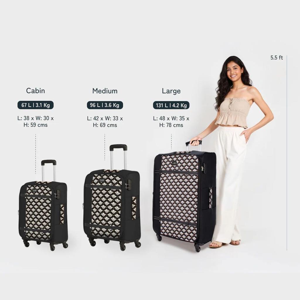 Colaba Shirin Saira Trolley Bag - Black (Medium)