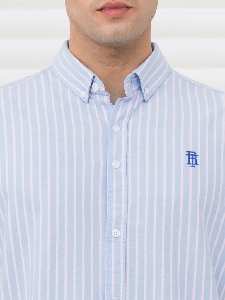 Shirts for Men in Pink | Cotton Oxford Check Full Sleeve Shirt — photo 6