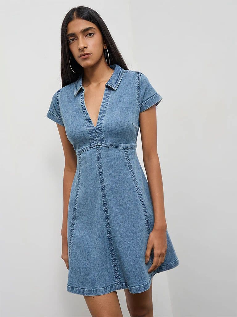 Nuon Blue A-Line Denim Dress