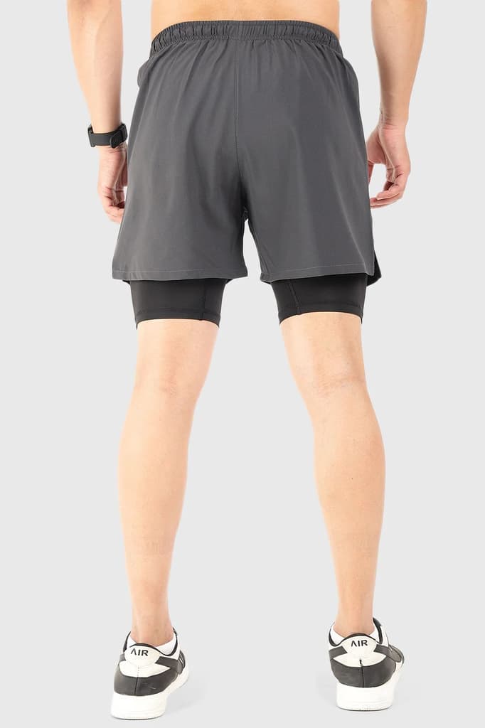 2 in 1 5" Compression Shorts Coal — photo 5