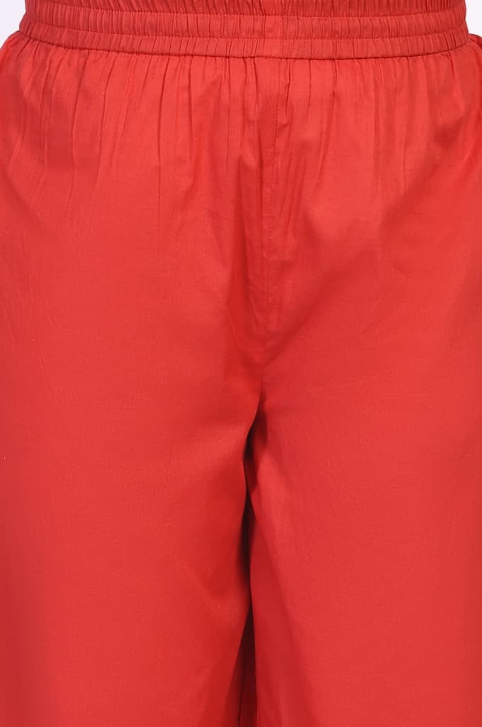 Red Geometric Printed Anarkali Cotton Kurta with Parallel Pant Set — photo 6