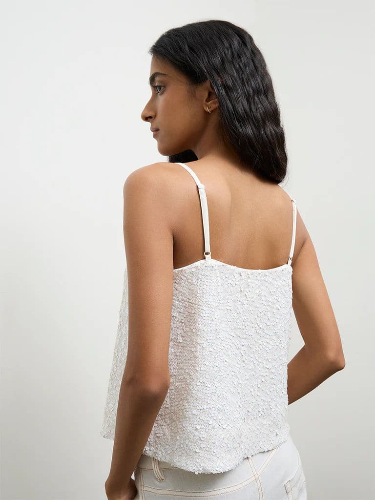 Nuon Off-White Sequin Embellished Top — photo 4