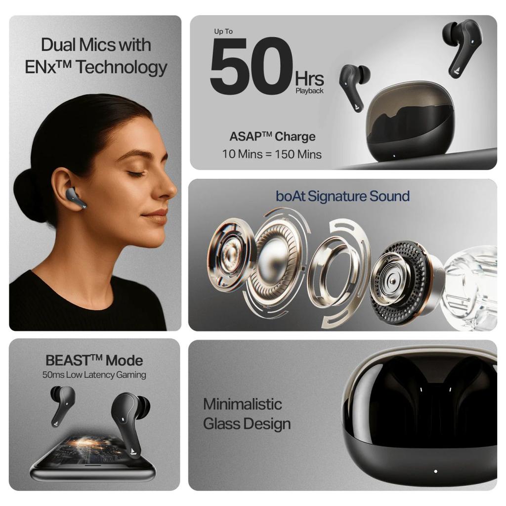 boAt Airdopes Plus 311 | Wireless Earbuds with 50 Hours Playback, Dual Mics with ENx™ Technology, BEAST™ Mode, ASAP™ Charge — photo 5