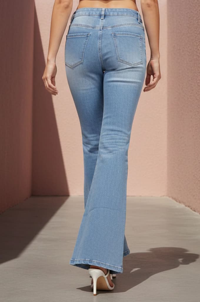 Blue Solid Cotton Blend Slim Fit High Rise Jeans — photo 4