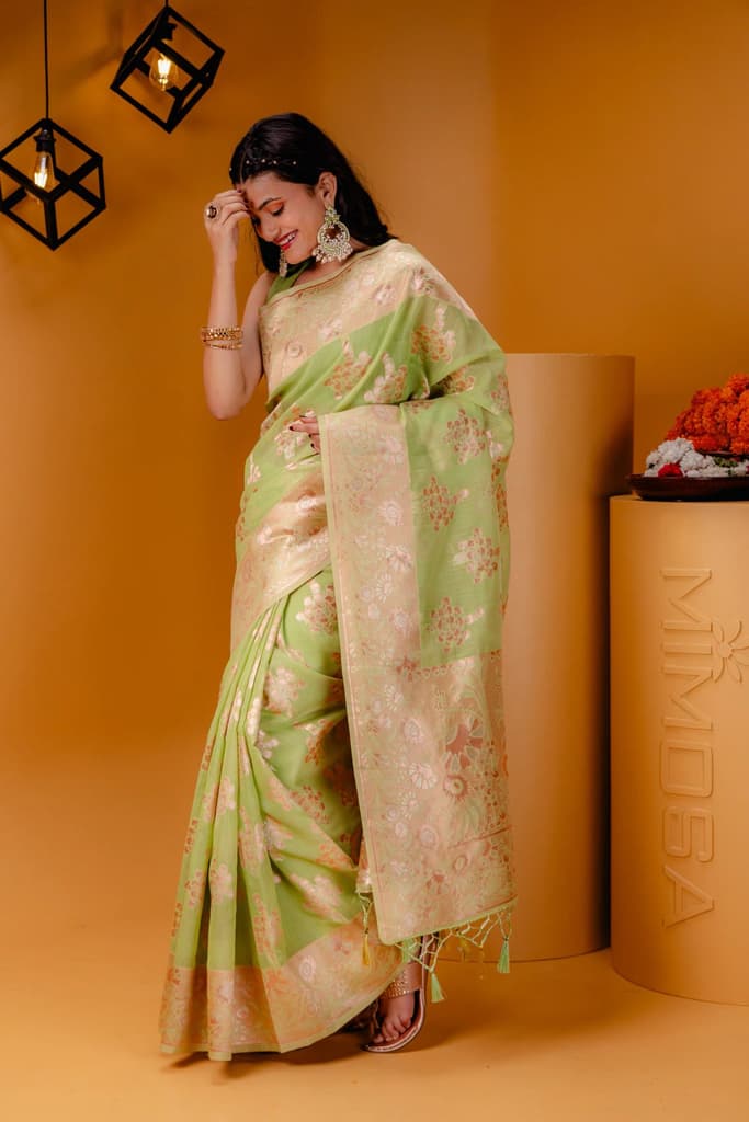 Mimosa Women's Woven Design Banarasi Style Art Silk Saree With Blouse Piece : SA00001806PSFREE — photo 4