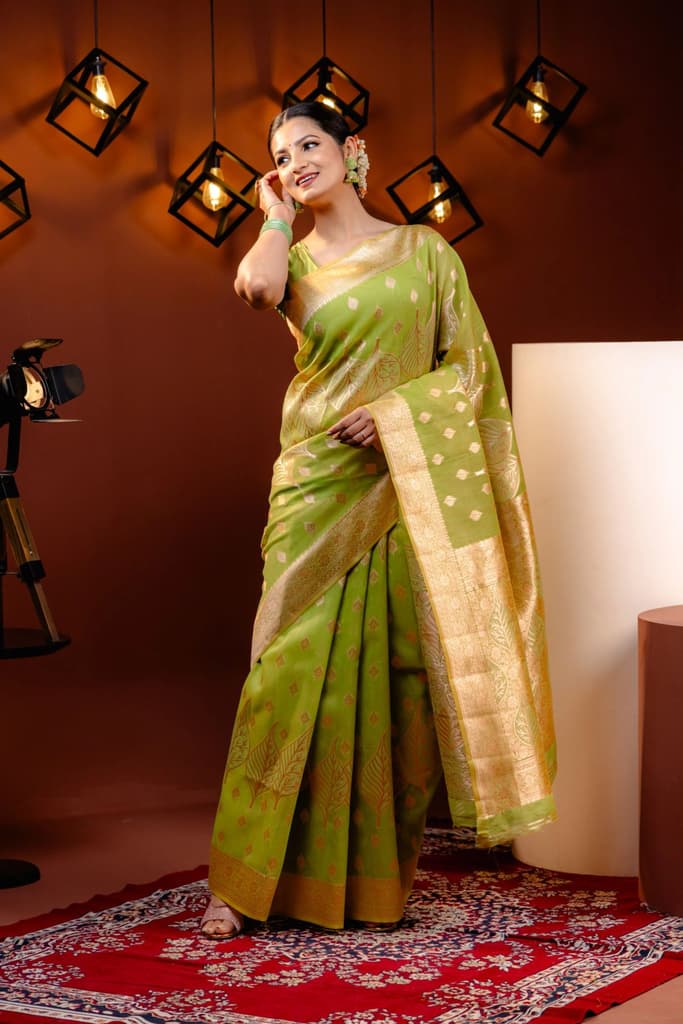 Mimosa Women's Woven Design Banarasi Style Art Silk Saree With Blouse Piece : SA00001766OLFREE — photo 2