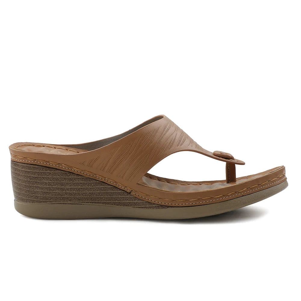 Healers Tan Wedge Heel Sandal For Women ZQ-FD-54 By Liberty — photo 2