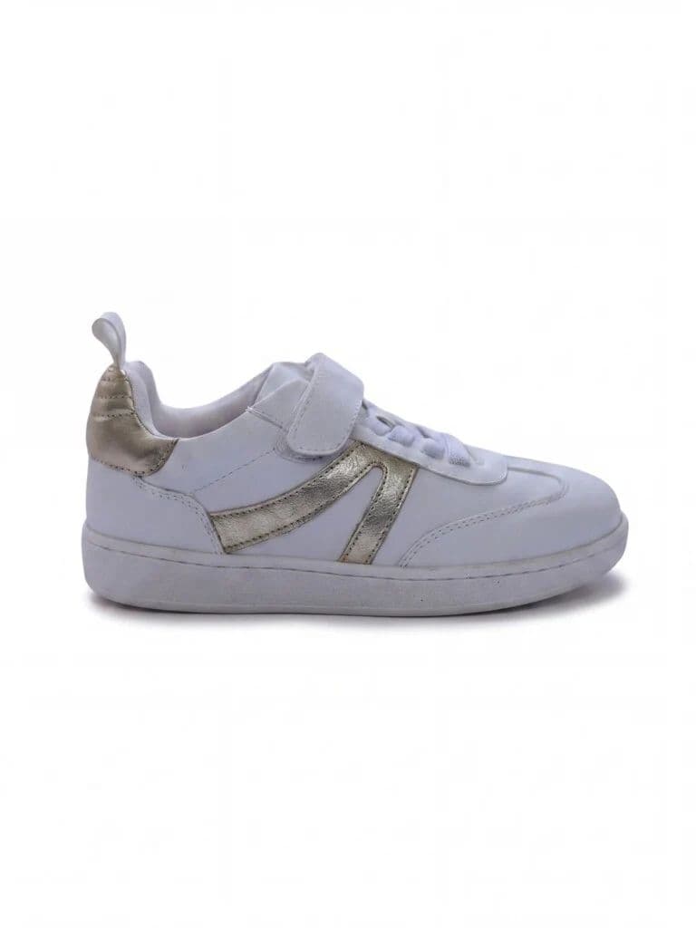 Yellow White and Gold Sparkle Deatiled Velcro Strap Sneakers