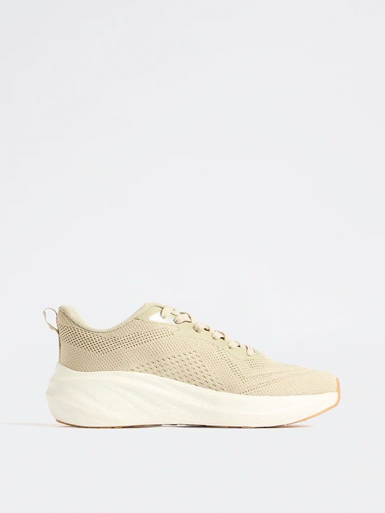 SOLEPLAY Light Beige Knit-Textured Lace-Up Sneakers — photo 2