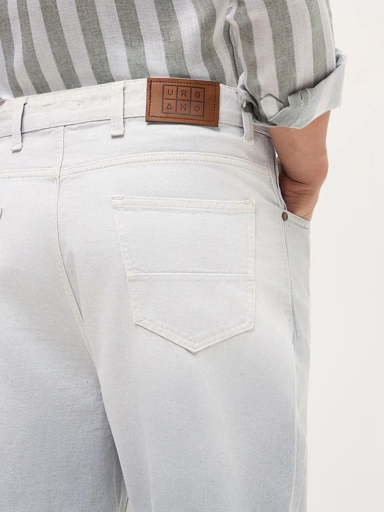 Men's Ice Grey Loose Baggy Fit Heavy Washed Faded Denim Jeans Non-Stretchable — photo 6
