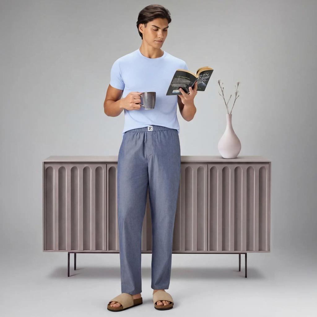 Ultra-Breathable Cotton Chambray Pyjamas - Washed Navy — photo 2