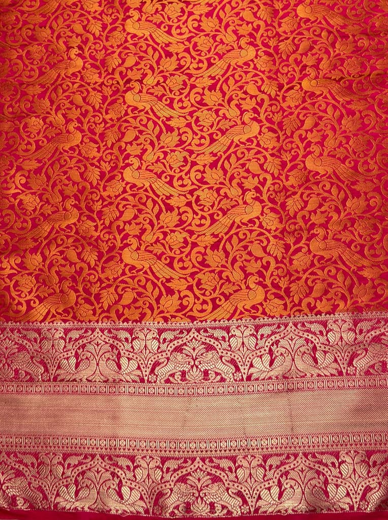 MIMOSA Women's Woven Design Banarasi Style Art Silk Saree with Blouse Piece - Rani ( SA00003132RNFREE ) — photo 6
