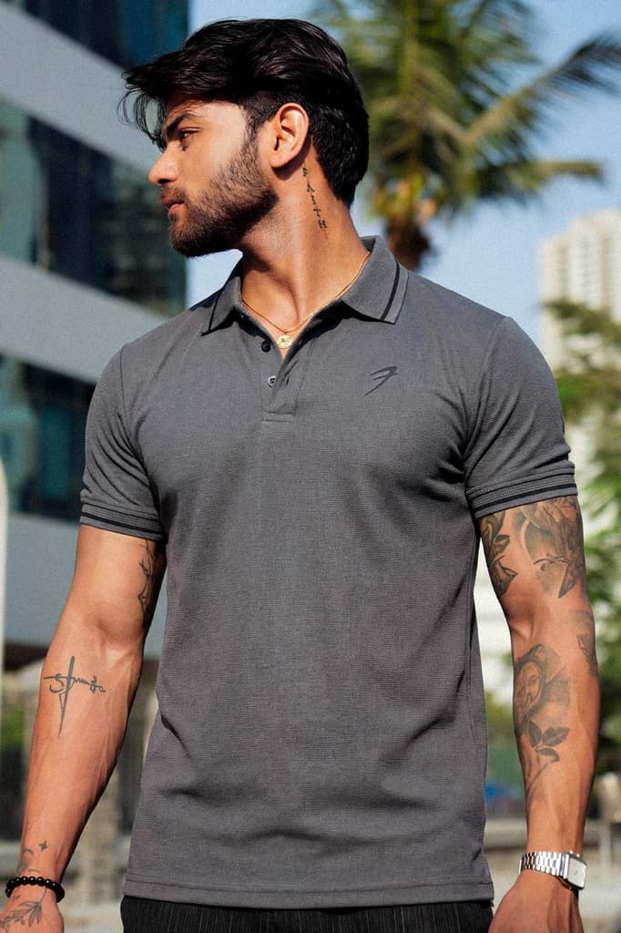Mark Polo T-shirt Dark Grey — S