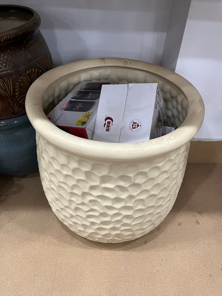 White Vase with Green Dots | Vase | Ceramic | White | Green Dots