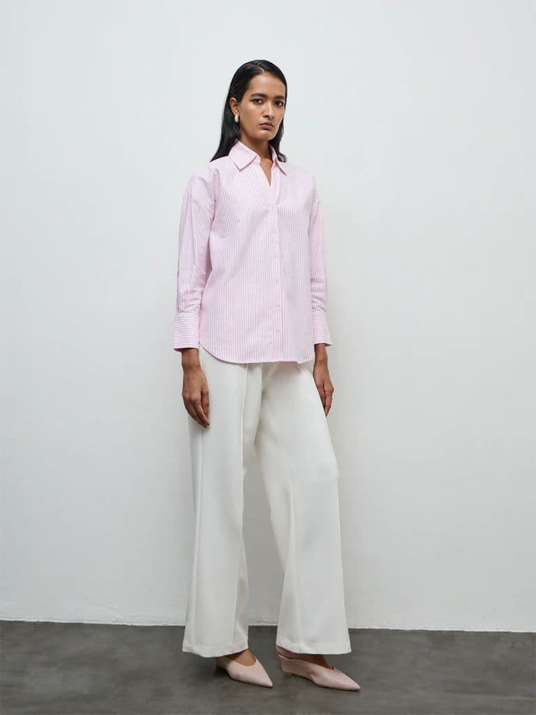 Wardrobe Pink Striped Cotton Shirt — photo 2