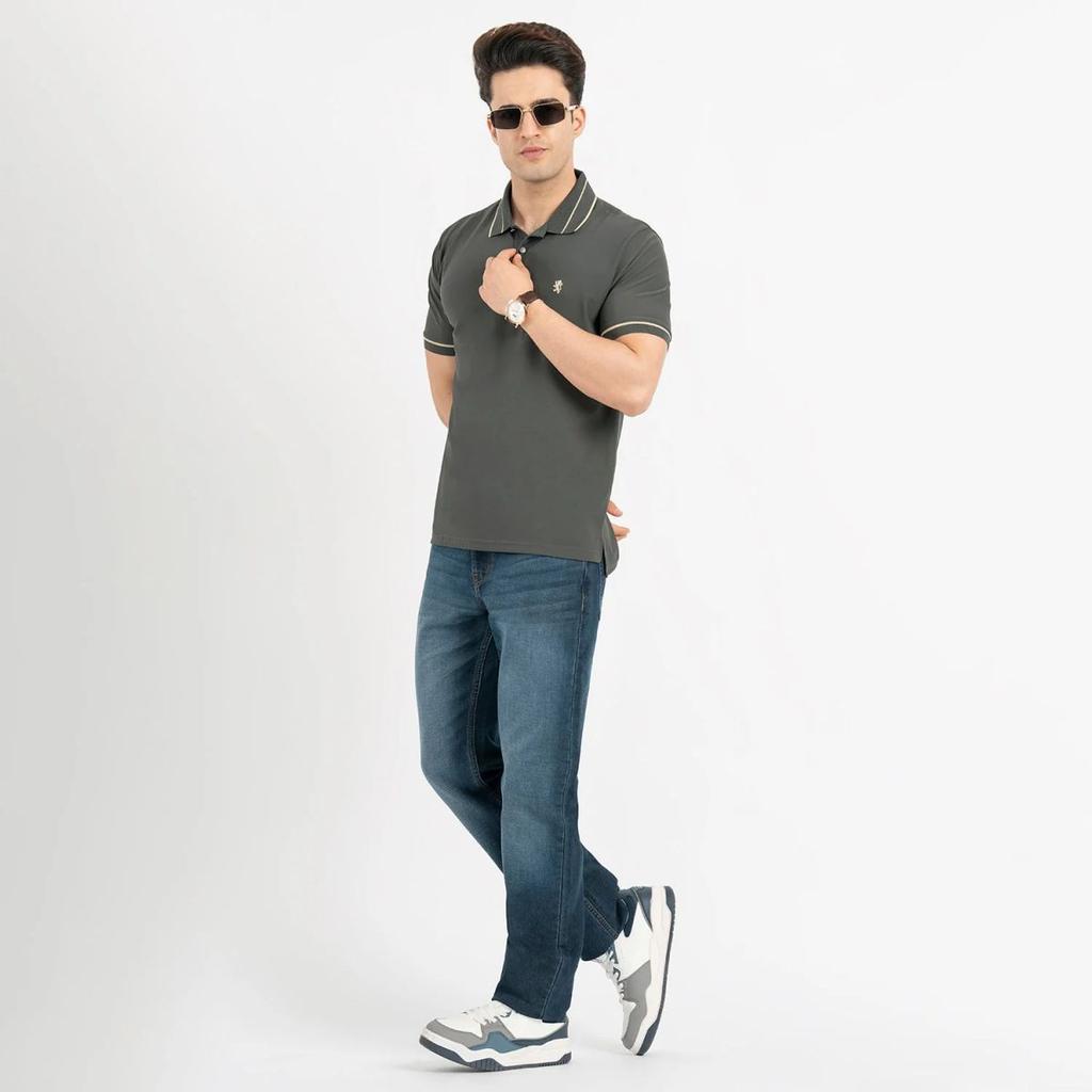 T Shirts for Men in Dark Olive | Nylon Spandex Polo T Shirt — photo 5