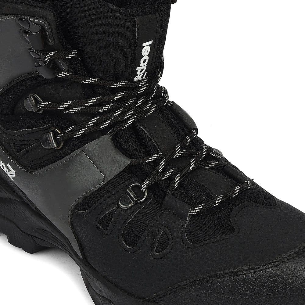 Leap7x Black Sports Lacing Trekking Shoes For Men VERTICAL-2 By Liberty — photo 4
