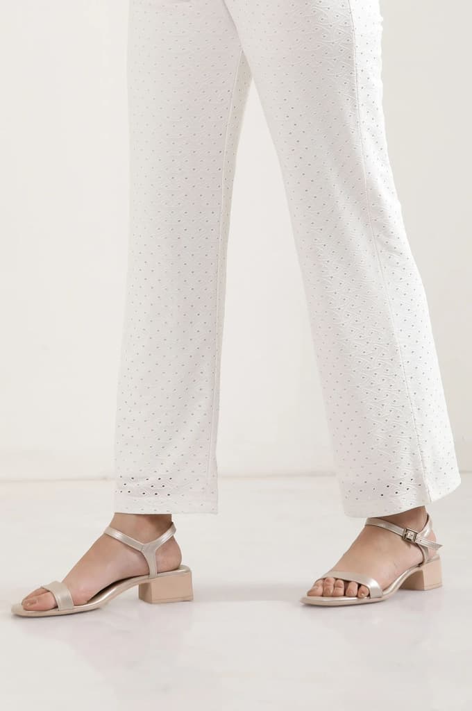 White Solid Straight Fit Palazzo With Elasticated Waist — photo 8