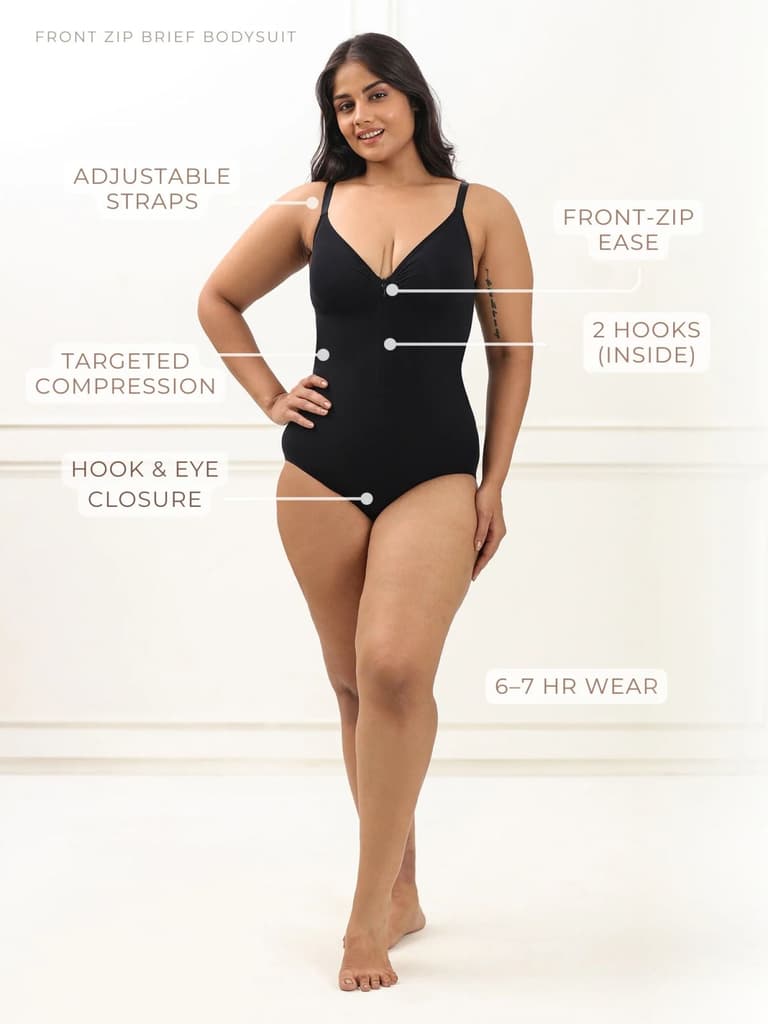Front Zip Brief Bodysuit — photo 4