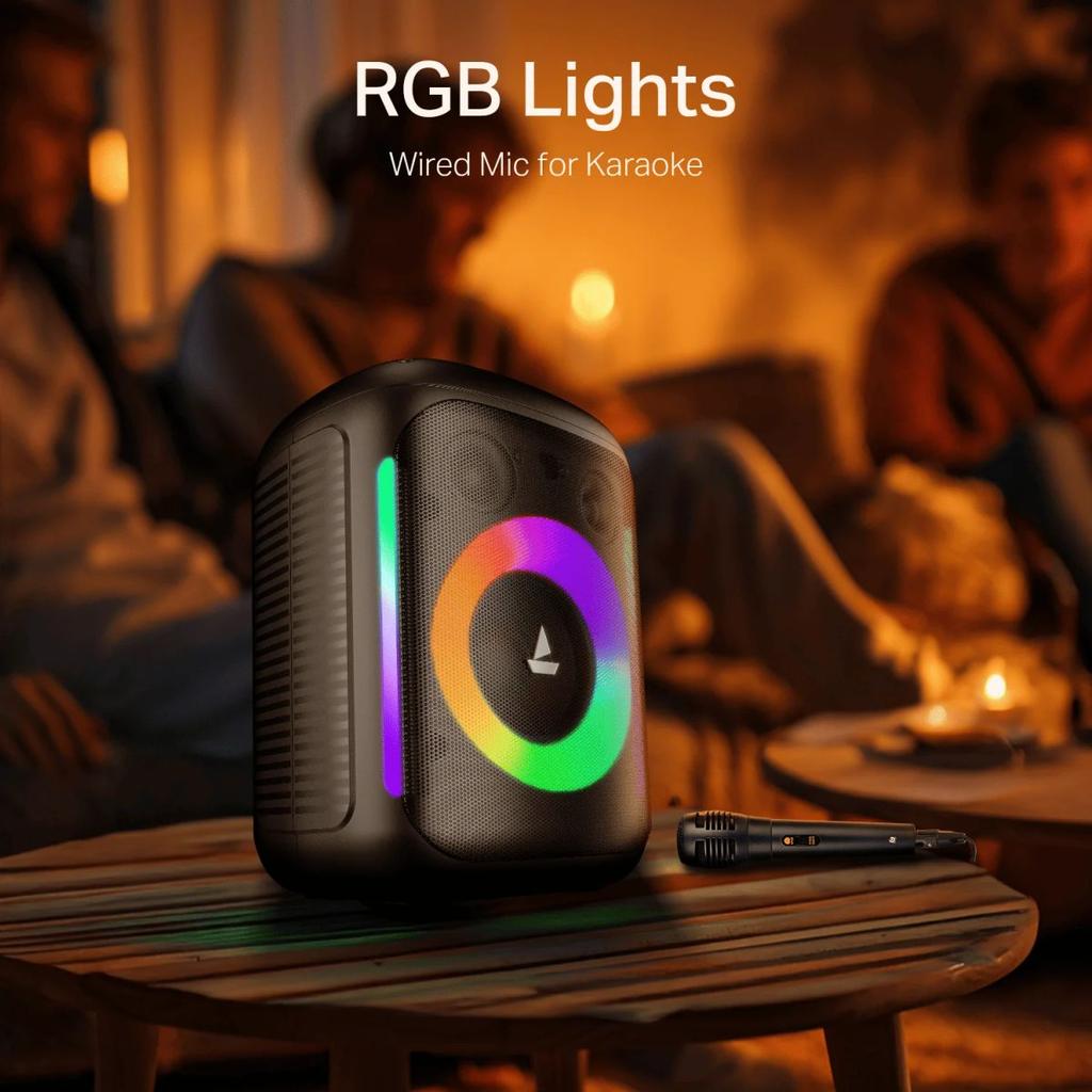 boAt PartyPal 30 | Bluetooth Speaker with 25W Sound, RGB LEDs, 6 Hours Playback, Karaoke & TWS