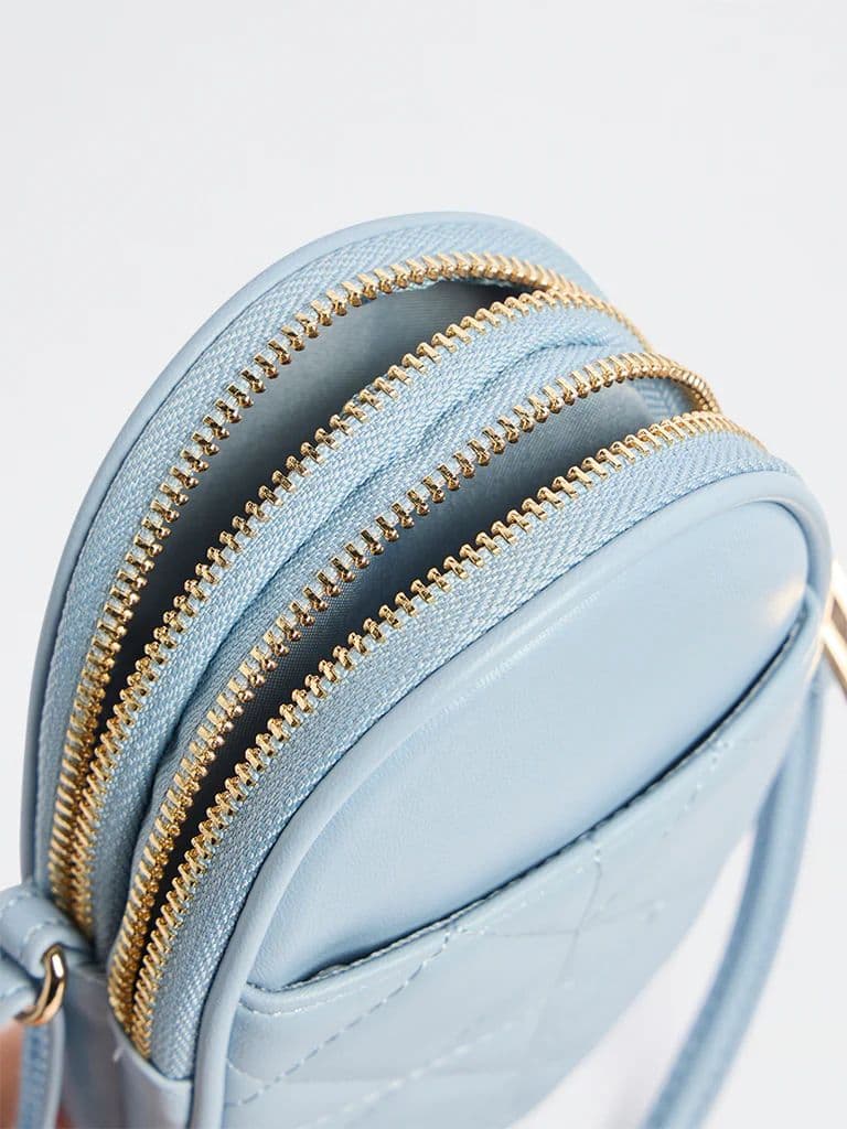Westside Light Blue Quilted Phone Sling Bag — photo 4