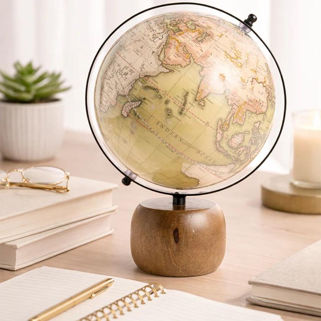 Westside Home Green Wooden Globe
