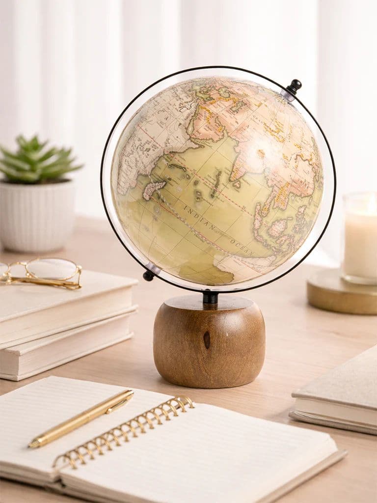 Westside Home Green Wooden Globe