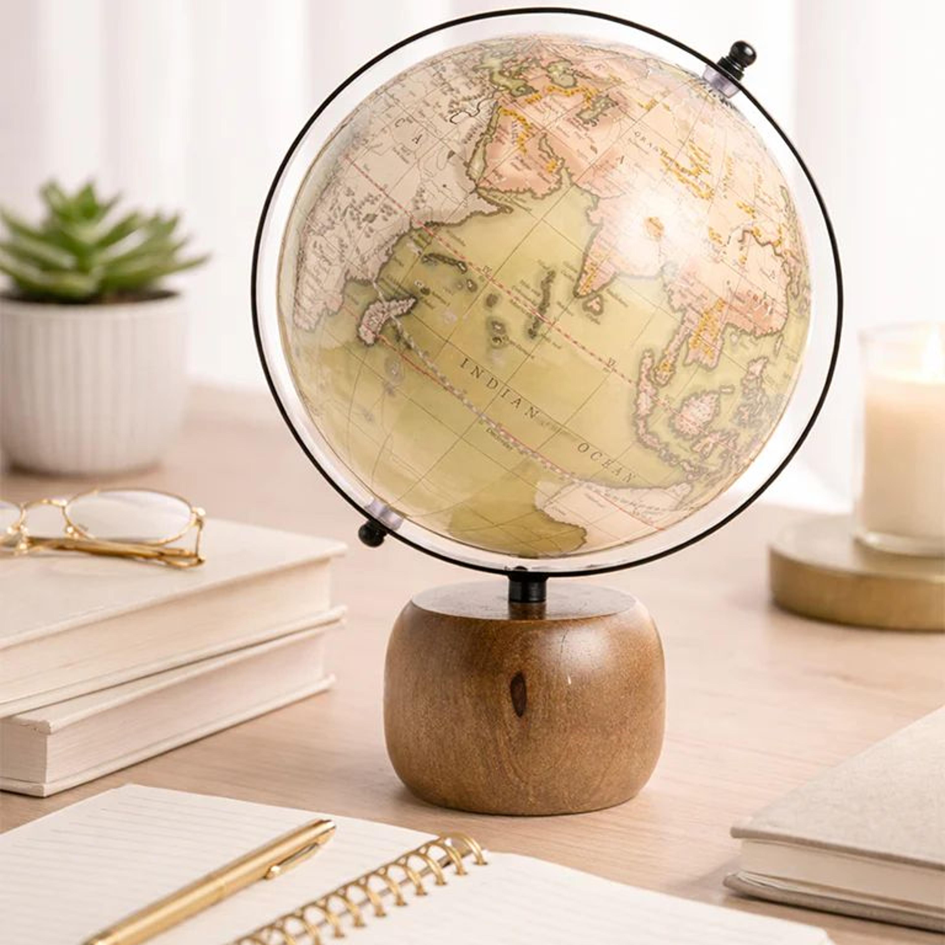 Westside Home Green Wooden Globe