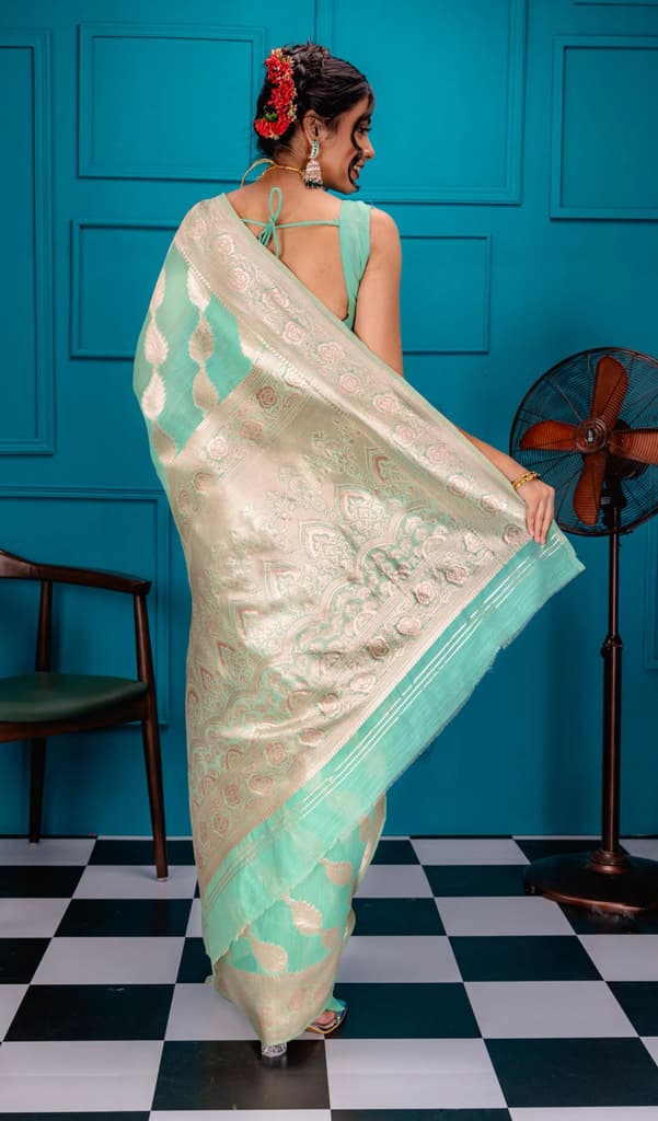 Mimosa Women's Woven Design Banarasi Style Art Silk Saree With Blouse Piece : SA00001773RMFREE — photo 6