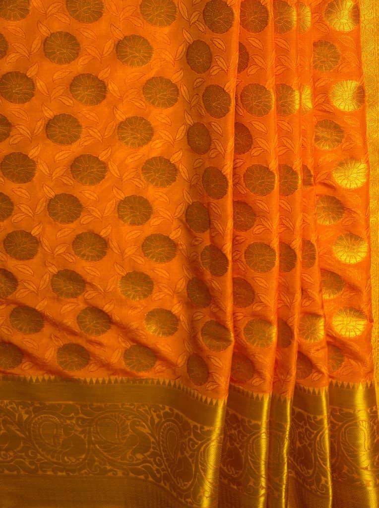 MIMOSA Women's Woven Design Kanjivaram Style Art Silk Saree with Blouse Piece - Gold ( SA00003146GDFREE ) — photo 5