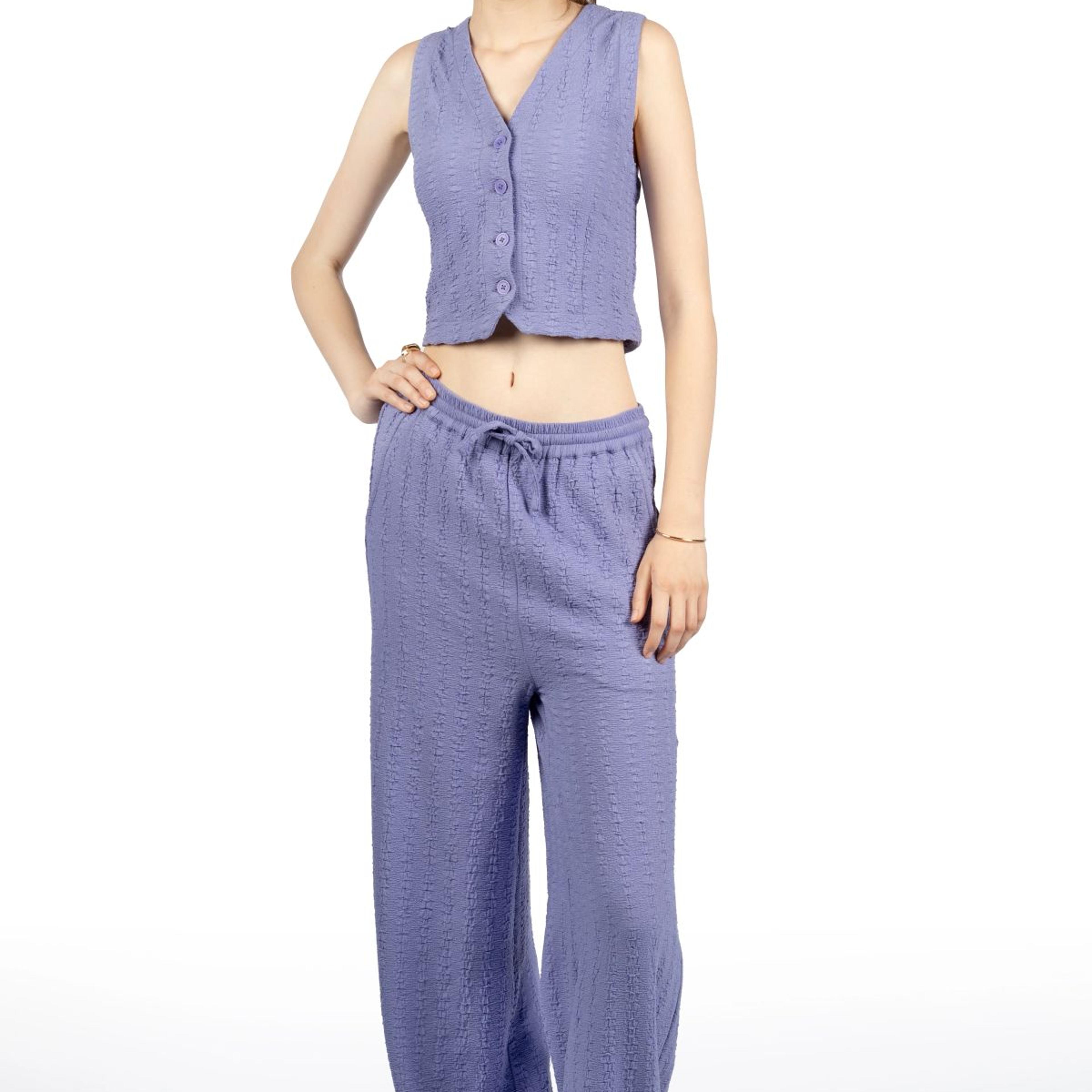 Sleeveless Co-Ord Set for Women – V-Neck, Solid Poly Spandex, Indian Style
