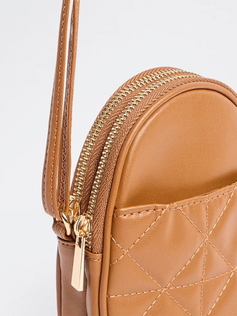 Westside Brown Quilted Phone Sling Bag — photo 3
