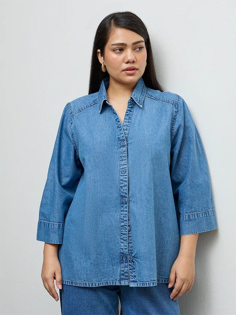 Gia Light Blue Washed Denim Shirt