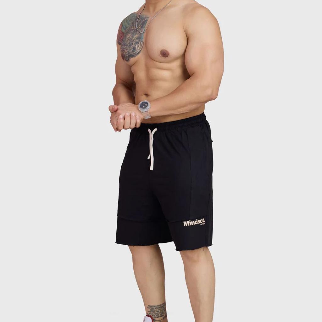 Raw Edge Oversized Shorts Black