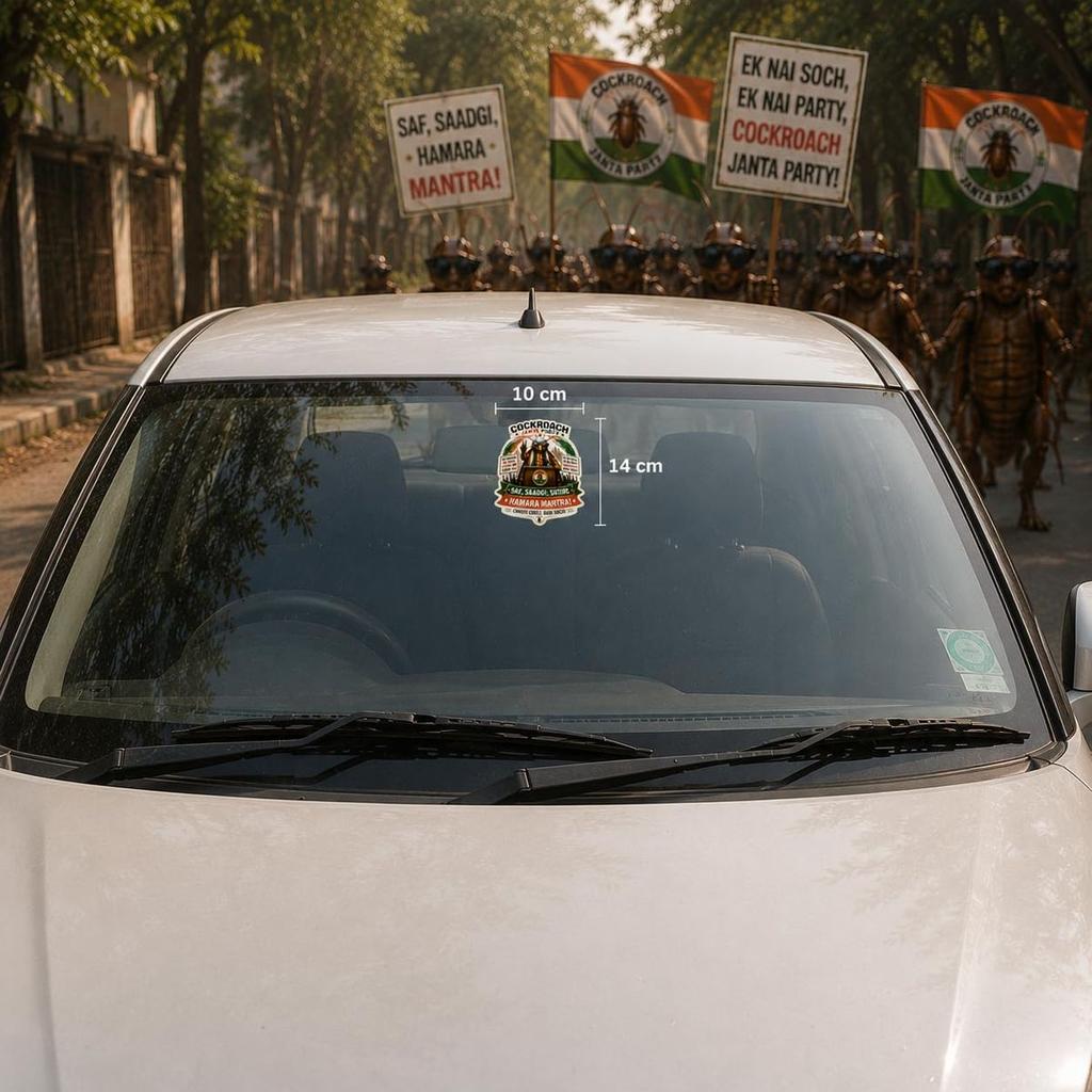 Cockroach Janta Party Premium Satire T7 Sticker | Funny Political Parody Vinyl Sticker | Waterproof Decorative Sticker for Laptop, Car, Bottle, Bike, Notebook, Helmet & Gift (10 cm / 14 cm) — photo 7