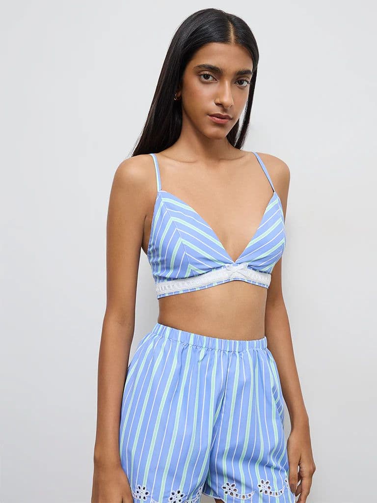 Nuon Blue Chevron Printed Bralette Top — photo 2