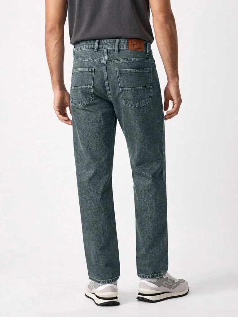 Men's Light Blue Relaxed Fit Washed Denim Jeans Non-Stretchable — photo 3