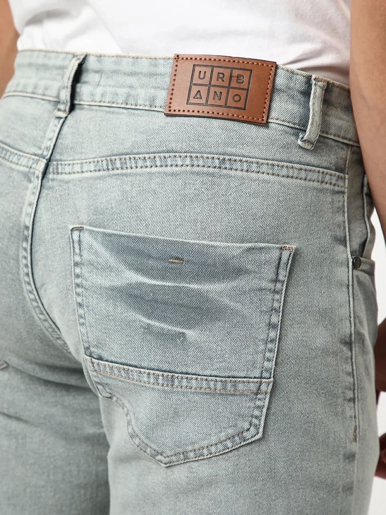 Men's Ice Grey Regular Fit Acid Washed Denim Jeans Stretchable — photo 6