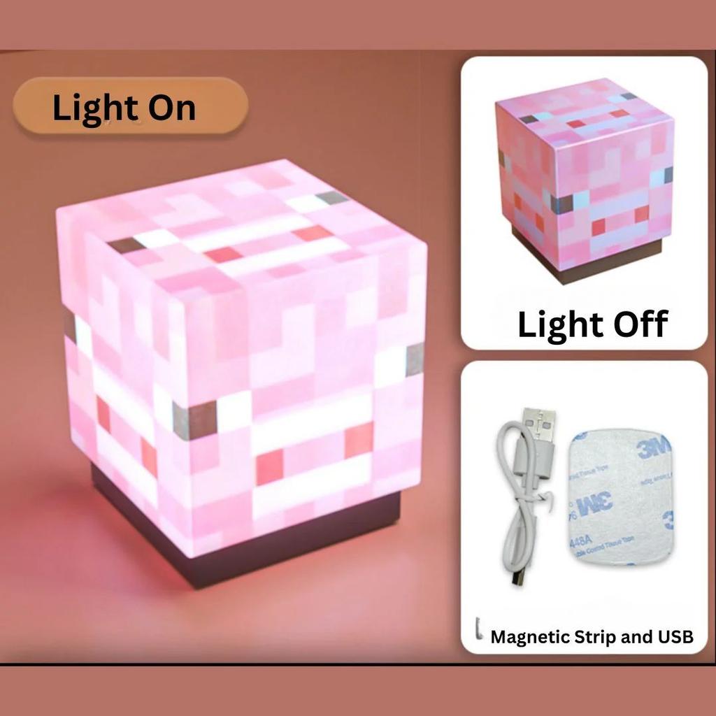 Minecraft Block Night Light | USB Rechargeable Mini Cube Lamp with Magnetic Mount — photo 7