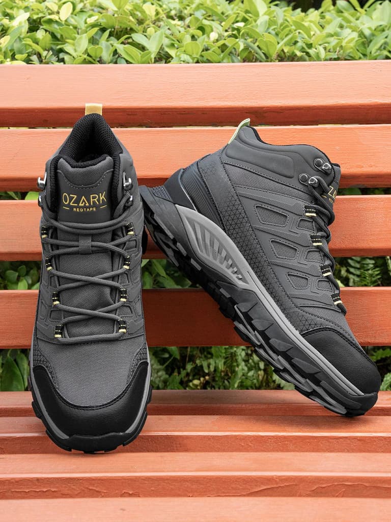 Dark Grey Trekking Shoes for Men | High-Top Outdoor — photo 6